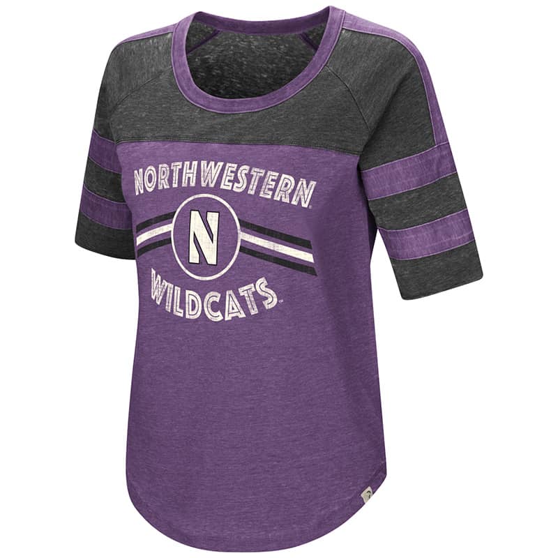 Northwestern University Wildcats Colosseum Ladies Purple Big Sweet Dollars S/S T-Shirt with Stylized N Design