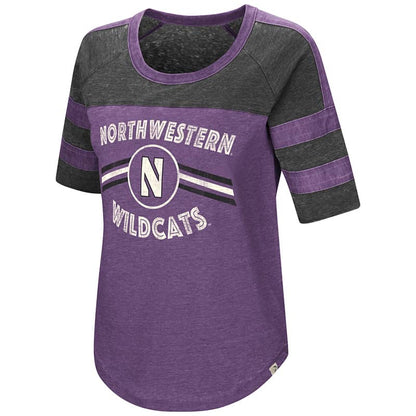 Northwestern University Wildcats Colosseum Ladies Purple Big Sweet Dollars S/S T-Shirt with Stylized N Design