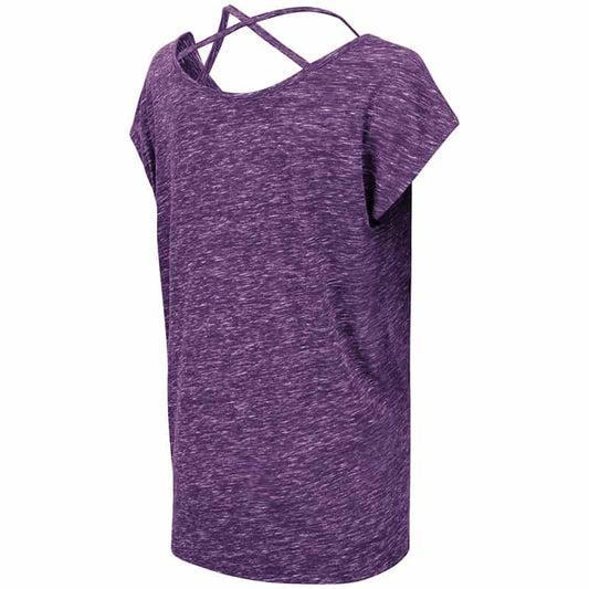 Northwestern University Wildcats Colosseum Ladies Purple Como Tie Front T-Shirt with N-Cat Design-Back