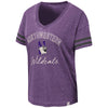 Northwestern University Wildcats Colosseum Ladies Purple/Black Savona V-Neck T-Shirt with N-Cat Design