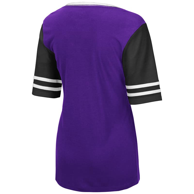Northwestern University Wildcats Colosseum Ladies Samantha S/S Tee with N-Cat Design -Back