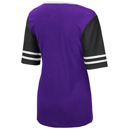 Northwestern University Wildcats Colosseum Ladies Samantha S/S Tee with N-Cat Design -Back
