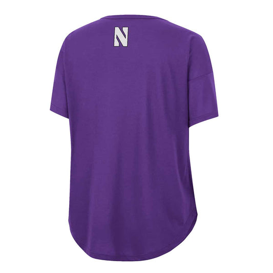 Northwestern University Wildcats Colosseum Ladies Reporter Drop Shoulder S/S Tee - Back Side