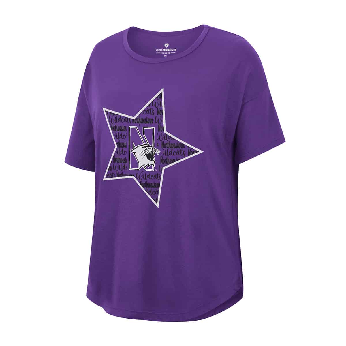 Northwestern University Wildcats Colosseum Ladies Reporter Drop Shoulder S/S Tee