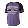 Northwestern University Wildcats Colosseum Ladies Cerulean V Notch Raglan S/S Tee