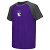 Northwestern University Wildcats Colosseum Youth Purple / Heather Charcoal Get Out Raglan S/S T-Shirt with N-Cat Design