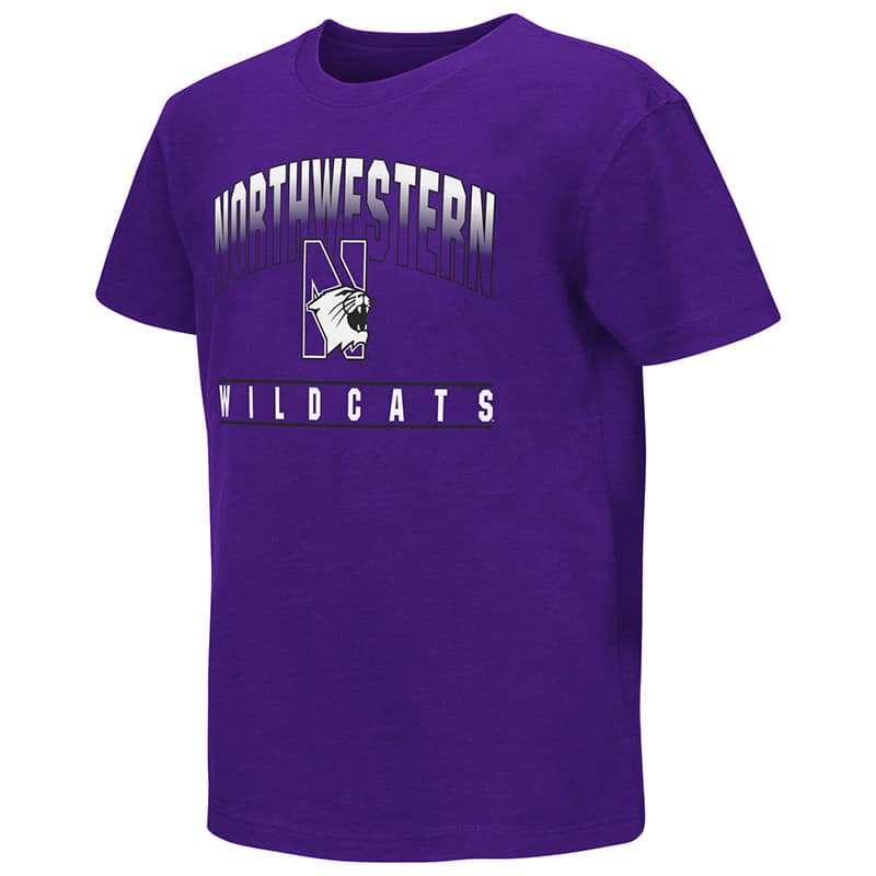 Northwestern University Wildcats Colosseum Youth Purple Golden Boy S/S T-Shirt with N-Cat Design