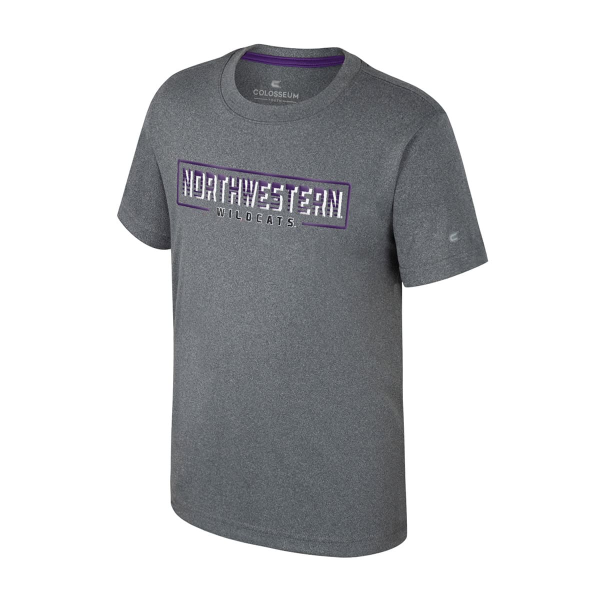 Northwestern University Wildcats Colosseum Youth Arcade Heather Charcoal S/S Tee