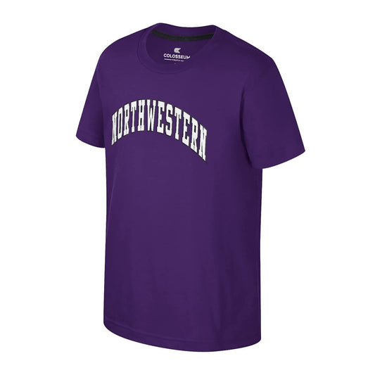 Northwestern University Wildcats Colosseum Youth Kril Purple S/S Tee Arch Northwestern Design