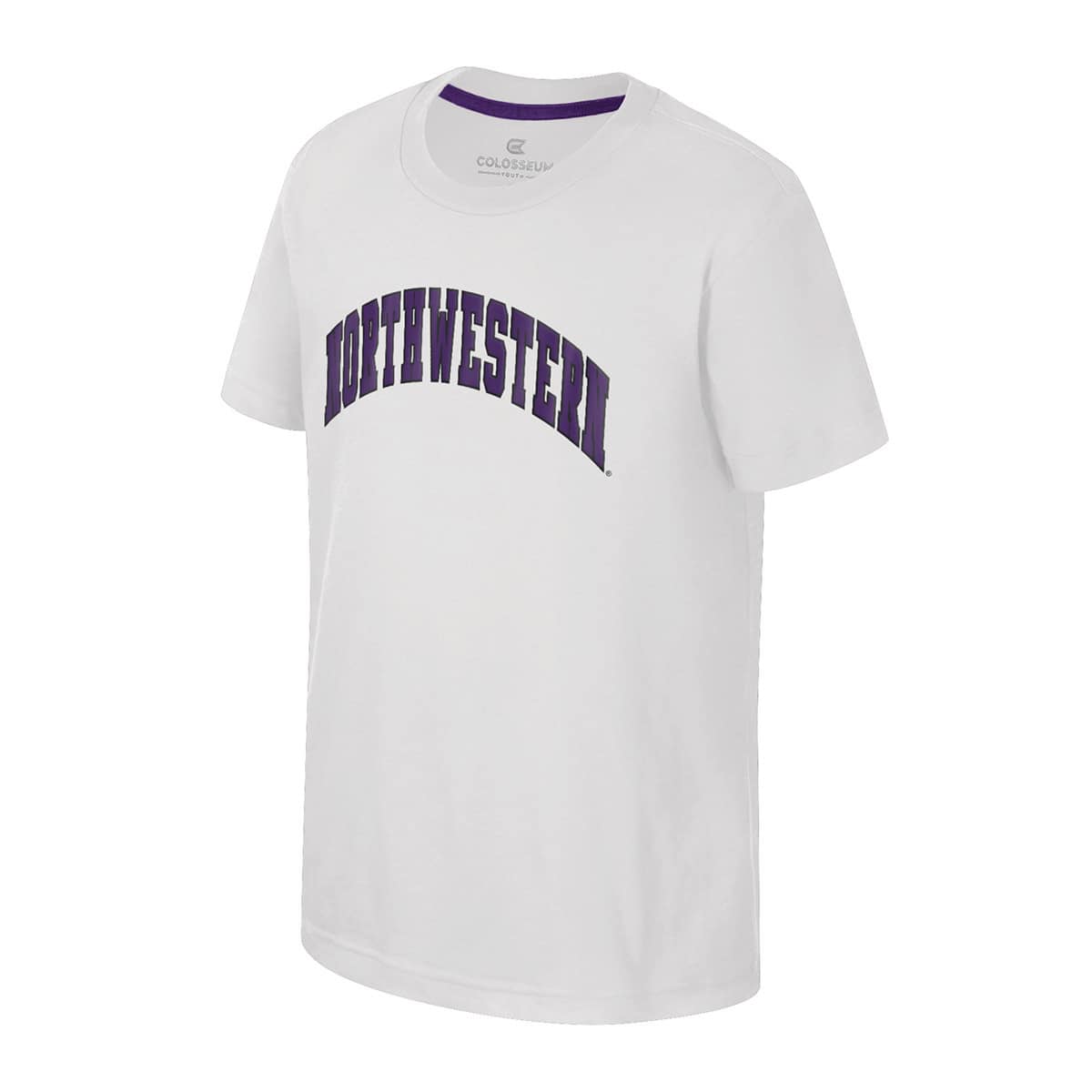 Northwestern University Wildcats Colosseum Youth Kril White S/S Tee Arch Northwestern Design