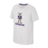 Northwestern University Wildcats Colosseum Youth Kril White S/S Tee with Willie Over Northwestern Design
