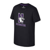 Northwestern University Wildcats Colosseum Youth Kril Black S/S Tee with N-Cat Over Northwestern Design
