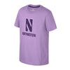 Northwestern University Wildcats Colosseum Youth Kril Lilac-Lavender S/S Tee with Stylized N Over Northwestern Design