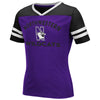 Northwestern University Wildcats Colosseum Girls Faboo Rhinestone V-Neck S/S Tee with N-Cat Design