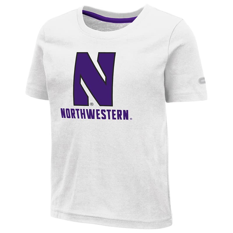 Northwestern University Wildcats Colosseum Infant Boys White S/S T-Shirt with Stylized N Over Northwestern