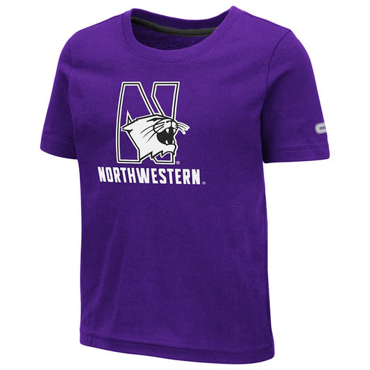 Northwestern University Wildcats Colosseum Toddler Purple S/S T-Shirt with N-Cat Over Northwestern Design