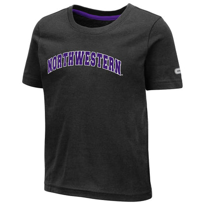 Northwestern University Wildcats Colosseum Toddler Black S/S T-Shirt with Arched Northwestern Design