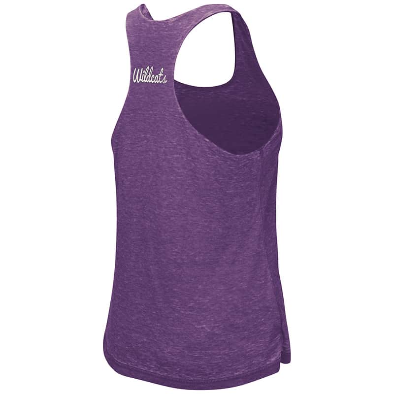Northwestern University Wildcats Colosseum Ladies Purple / Heather Grey Red Ross Reversible Tank with Straight Northwestern Design-Back
