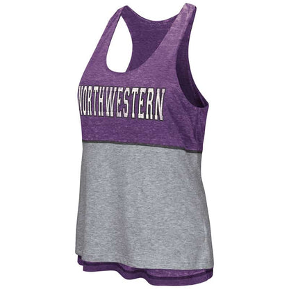 Northwestern University Wildcats Colosseum Ladies Purple / Heather Grey Red Ross Reversible Tank with Straight Northwestern Design