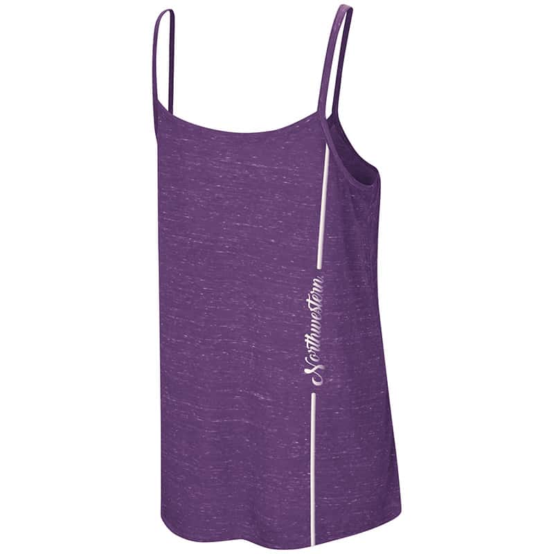 Northwestern University Wildcats Colosseum Ladies Purple Betty Spaghetti Henley Tank with Stylized N Design-Back