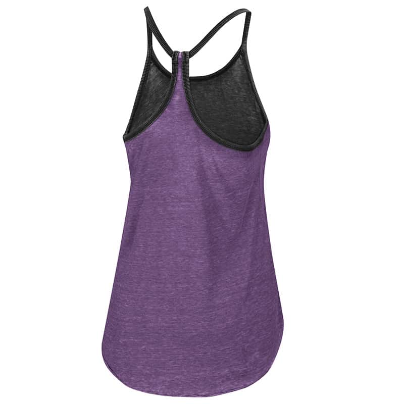 Northwestern University Wildcats Colosseum Ladies Purple / Heather Black Clearly Inside Reversible Tank with Stylized N Design-Back