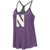 Northwestern University Wildcats Colosseum Ladies Purple / Heather Black Clearly Inside Reversible Tank with Stylized N Design