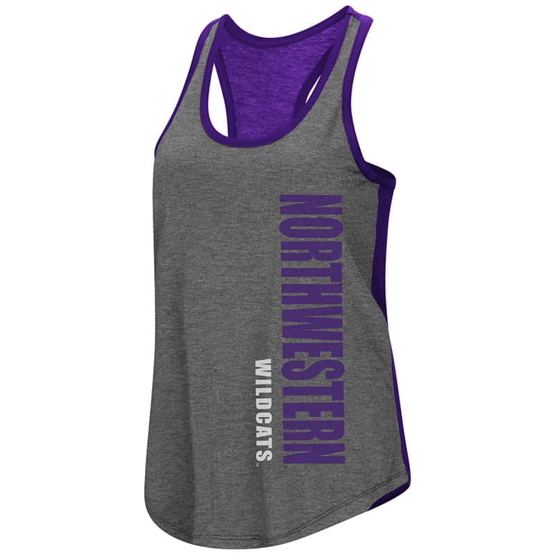 Northwestern University Wildcats Colosseum Ladies Heather Charcoal/Purple Share It Racerback Tank