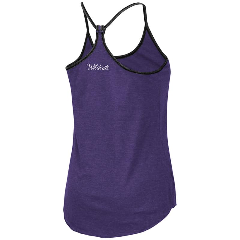 Northwestern University Wildcats Colosseum Ladies Purple/Heather Grey/Black Verona Reversible Tank with N-Cat Design-Back