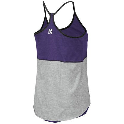 Northwestern University Wildcats Colosseum Ladies Purple/Heather Grey/Black Verona Reversible Tank with N-Cat Design