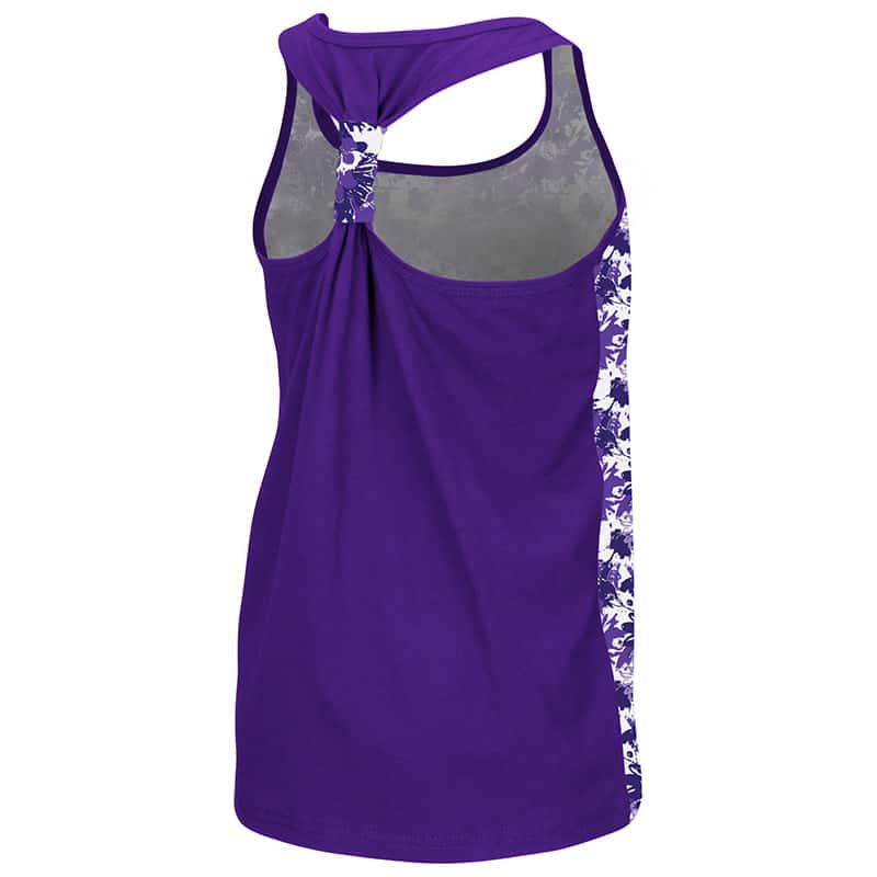 Northwestern University Wildcats Colosseum Youth Girls Purple Flower Pattern/Purple Geller Cup Tank with N-Cat Design- Back