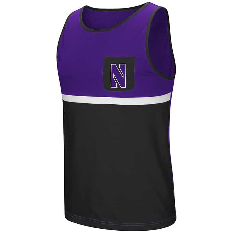 Northwestern University Wildcats Colosseum Men's Purple & Black Lollygaggers Tank with Stylized N Design