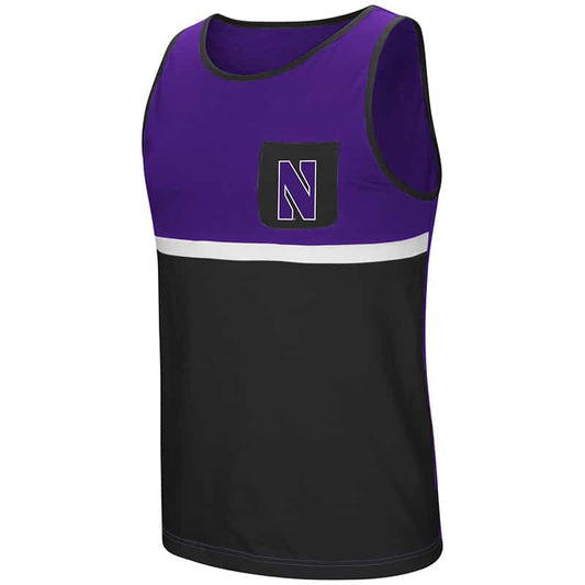 Northwestern University Wildcats Colosseum Men's Purple & Black Lollygaggers Tank with Stylized N Design