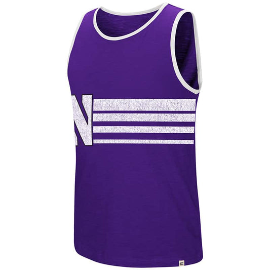 Northwestern University Wildcats Colosseum Men's Purple Crash Tank with Stylized N Design