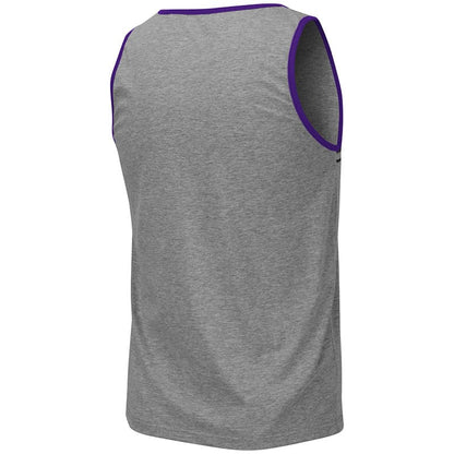 Northwestern University Wildcats Colosseum Men's Heather Grey/Purple Lima Tank with N-Cat Design-Back