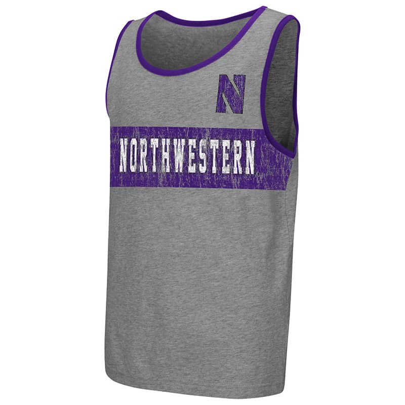 Northwestern University Wildcats Colosseum Youth Heather Grey T-Bone Tank with Stylized N Design
