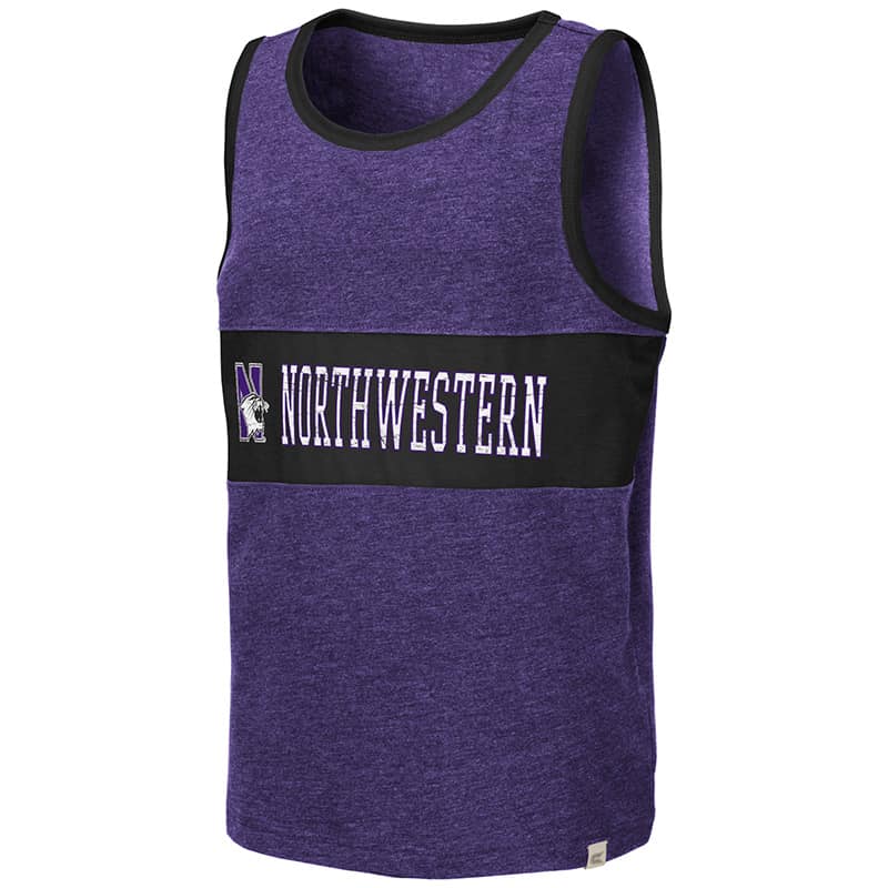 Northwestern University Wildcats Colosseum Youth Purple/Black Quebec Tank with N-Cat Design