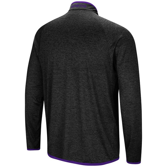 Northwestern University Wildcats Colosseum Men's Black Amnesia 1/4 Zip with N-Cat Design-Back