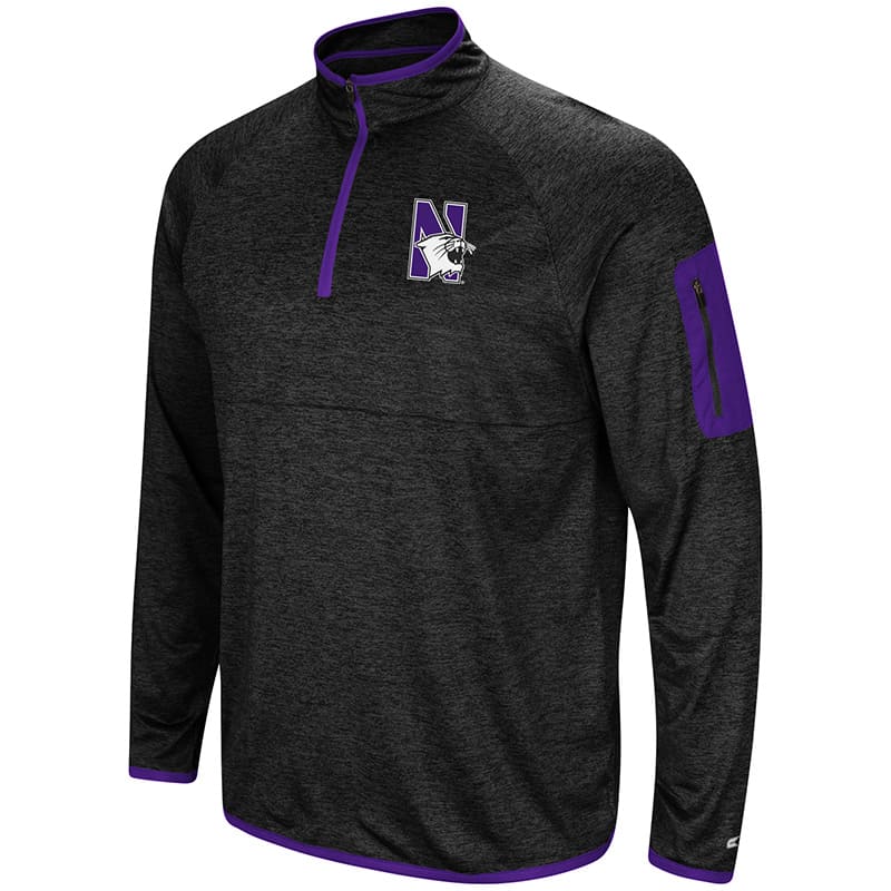 Northwestern University Wildcats Colosseum Men's Black Amnesia 1/4 Zip with N-Cat Design