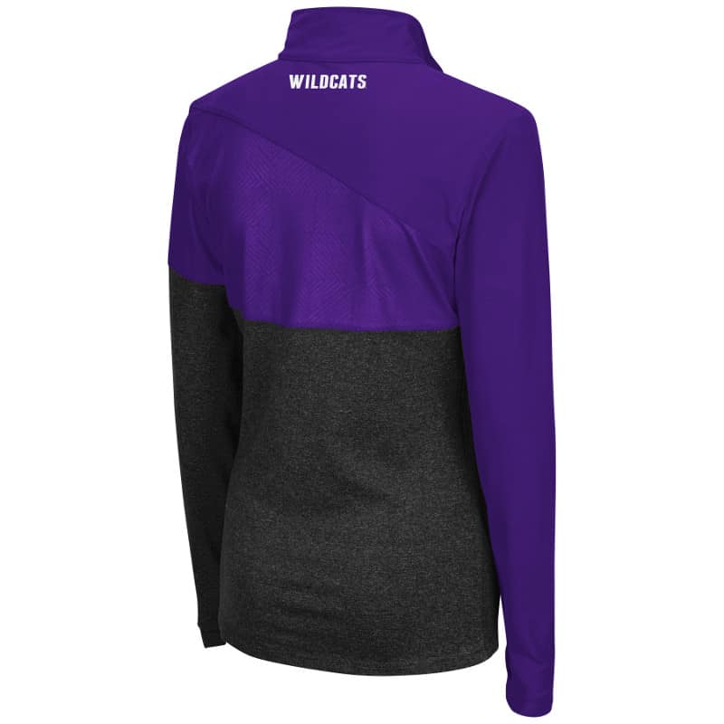 Northwestern University Wildcats Colosseum Ladies Purple Pivot 1/2 Zip Pullover with N-Cat Design-Back
