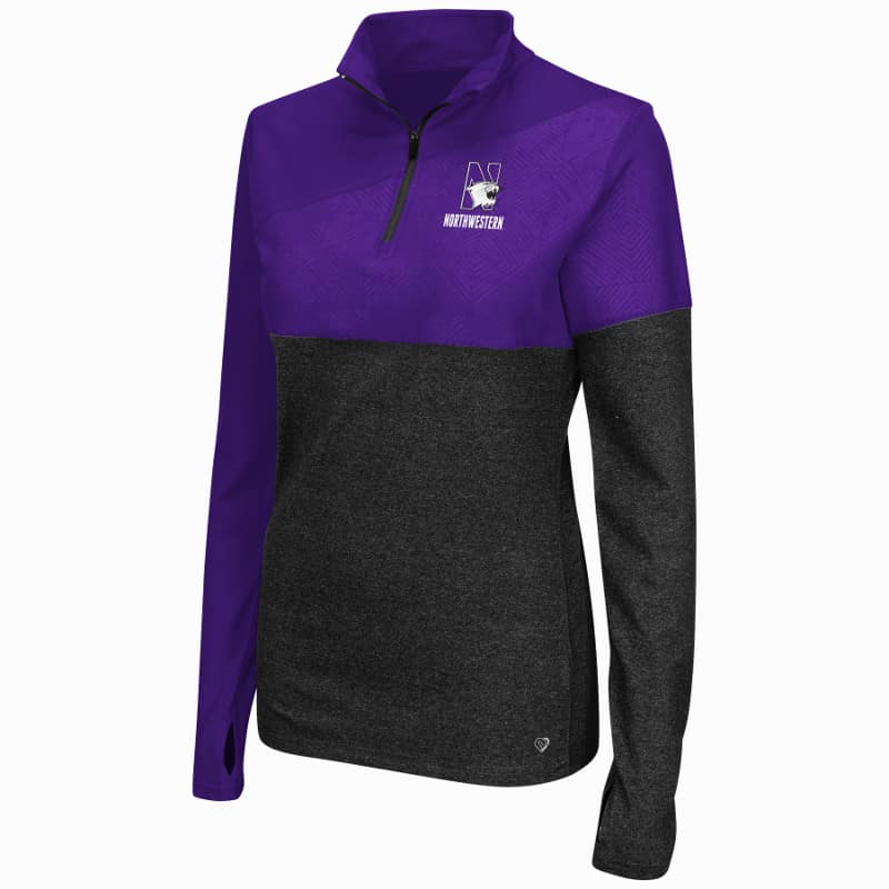 Northwestern University Wildcats Colosseum Ladies Purple Pivot 1/2 Zip Pullover with N-Cat Design