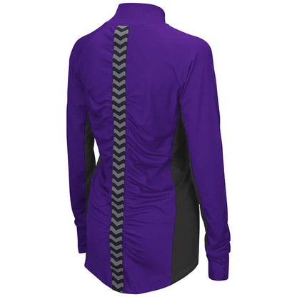 Northwestern University Wildcats Colosseum Ladies Purple Pivot 1/2 Zip Pullover with N-Cat Design-Back