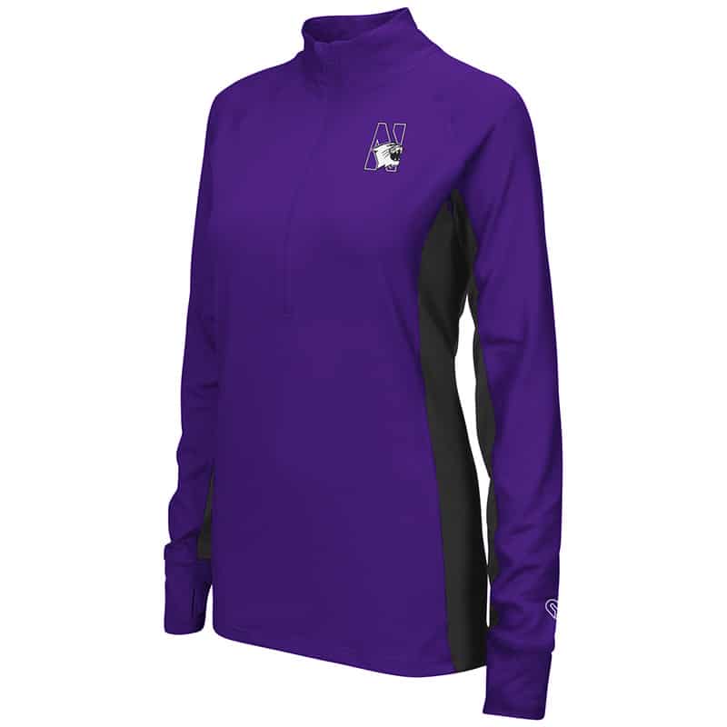 Northwestern University Wildcats Colosseum Ladies Purple Pivot 1/2 Zip Pullover with N-Cat Design