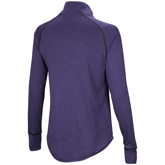 Northwestern University Wildcats Colosseum Ladies Heather Purple Kit 1/4 Zip Pullover with Stylized N Design-Back