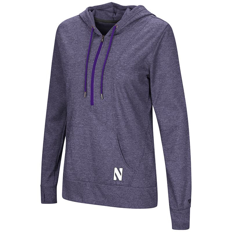 Northwestern University Wildcats Colosseum Ladies Purple Sugar 1/2 Zip Hoodie with Stylized N Design