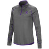 Northwestern University Wildcats Colosseum Ladies Heather Charcoal Shark 1/4 Zip Windshirt with Stylized N Design
