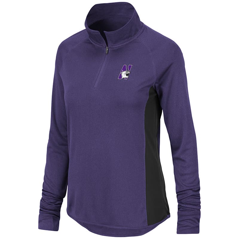 Northwestern University Wildcats Colosseum Ladies Purple/Black Albi 1/4 Zip Windshirt with N-Cat Design