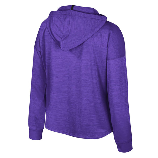 Northwestern University Wildcats Colosseum Ladies Marina Purple Hooded Windshirt-Back