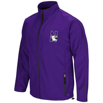 Northwestern University Wildcats Colosseum Mens Purple/Charcoal Barrier Full Zip Wind Jacket with N-Cat Design