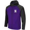 Northwestern University Wildcats Colosseum Mens Purple/Charcoal Hut! Full Zip Hooded Jacket with Stylized N Design