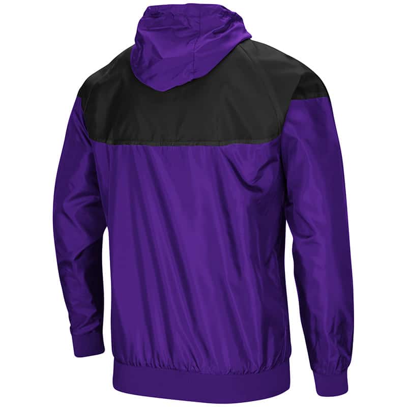 Northwestern University Wildcats Colosseum Men's Purple/Black Galivanting Full Zip Hooded Wind Jacket with Stylized N Design